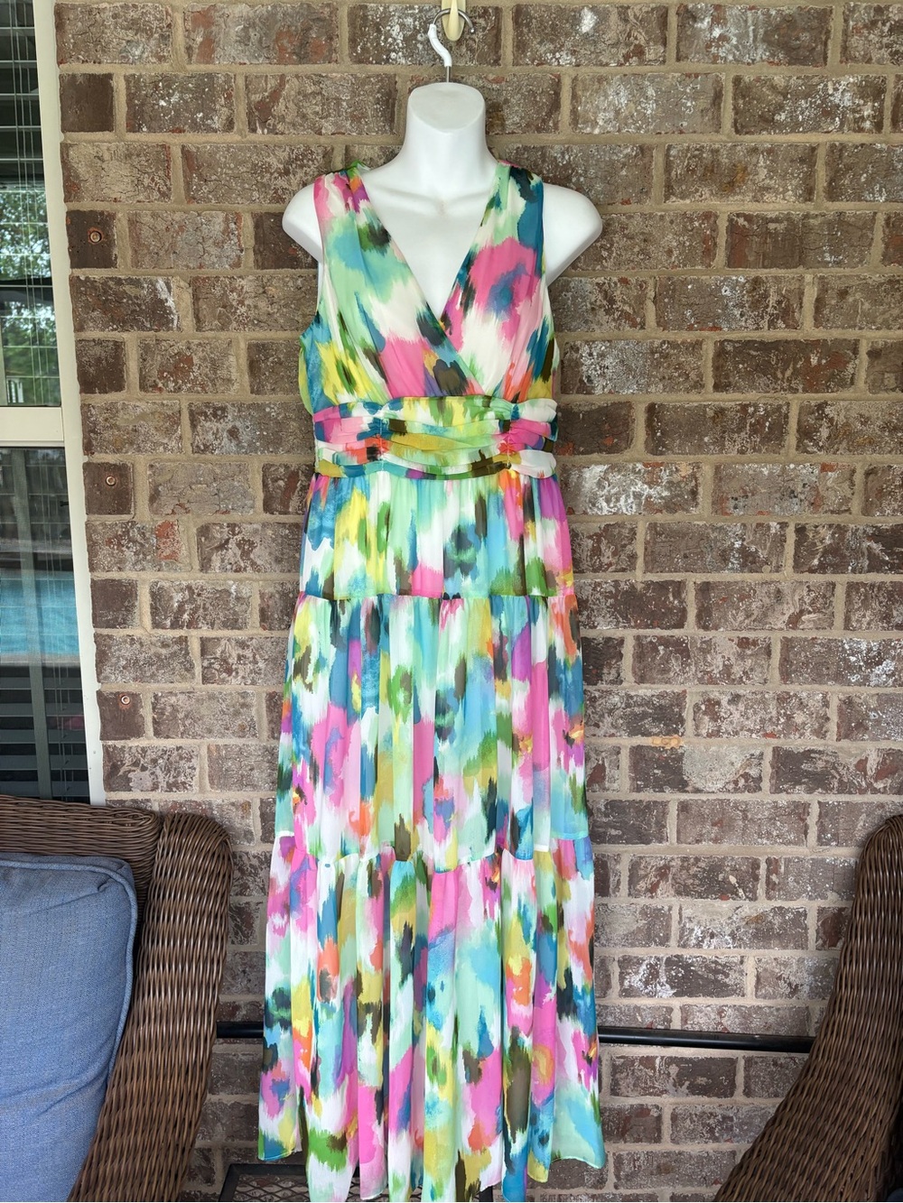 Maison Tara  watercolor Lined Sleeveless Maxi dress Size 6 NWT
